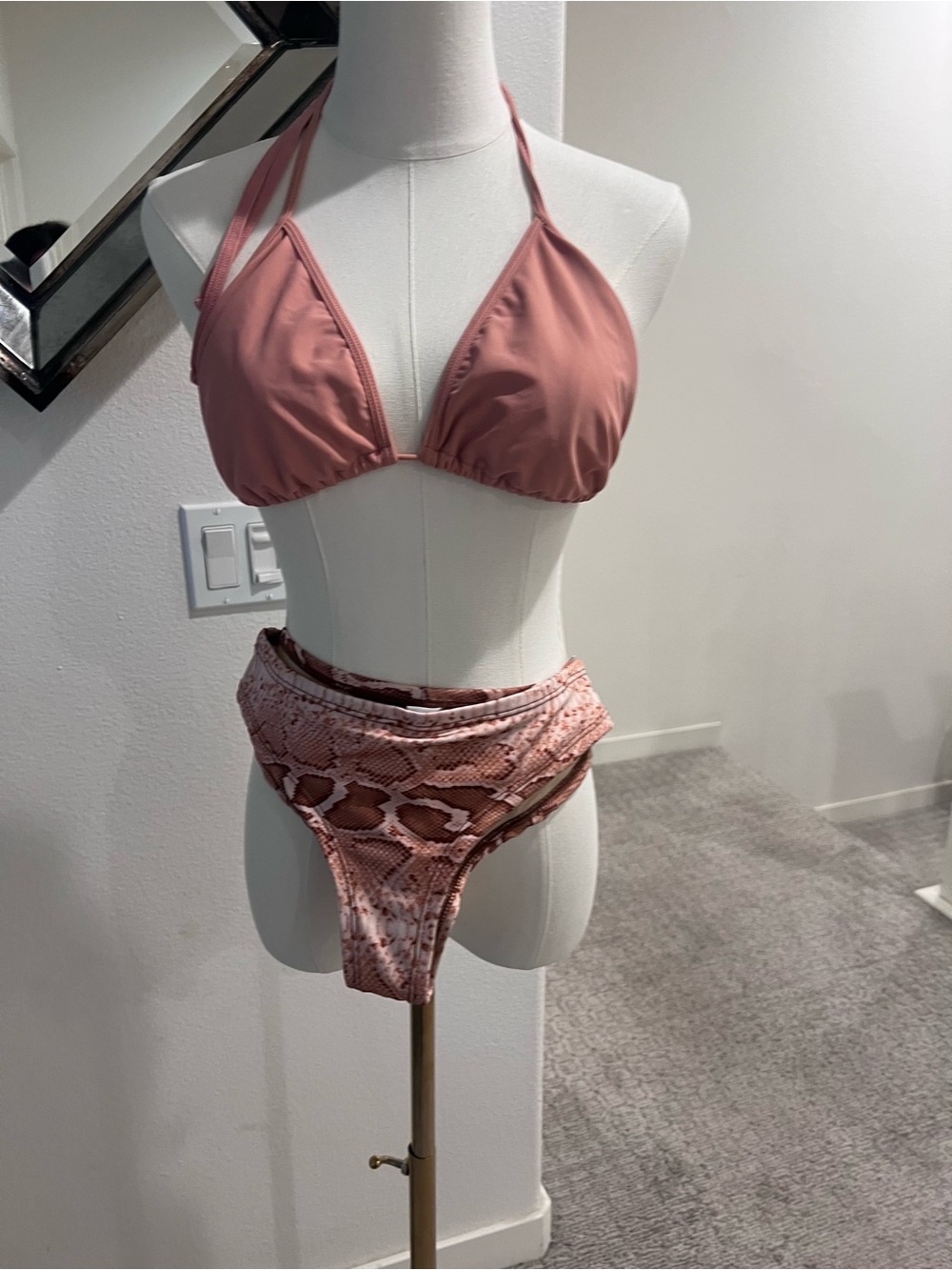Swimsuits For All Rose Pink Snake-Print High-Waist Bikini